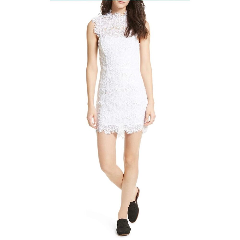 NWT Free People Intimately White Lace Crochet Overlay Mini Dress Size S Women's
